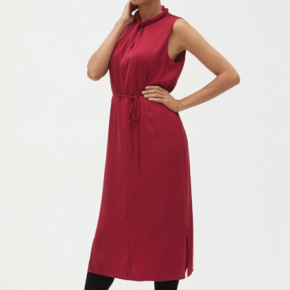 Banana Republic Satin Twist-Neck Midi Dress